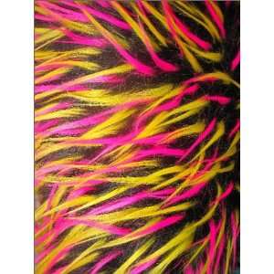   Fur Fabric w/Colored Tips Black/Yellow+Pink Tips  60 