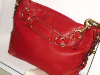 COACH Auth Gorgeous Red Leather Carly Duffle Hobo Shoulder Bag #10615 