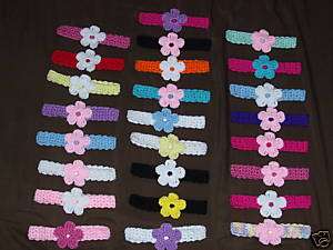Wholesale Lot 25 Crocheted Baby Toddler Headbands *NEW*  