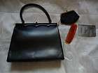 VTG Black Dorian Soft Leather Pocketbook w/change purse mirror comb 