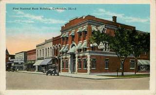 Carbondale Illinois IL 1920s First National Bank & Downtown Vintage 