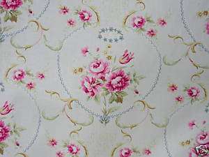Vintage Reproduction Cotton Fabric ~Meadow Rose~Pretty  