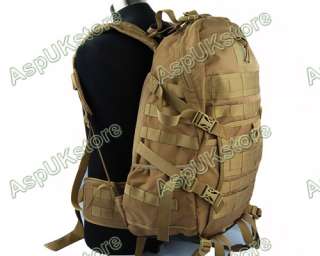 Large Molle 1000D Combat Patrol Hiking Backpack Tan AG  