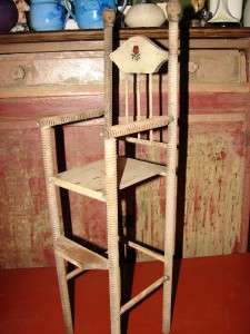 ANTIQUE PRIMITIVE RUSTIC QUALITY CARVED WOODEN DOLL CHAIR  