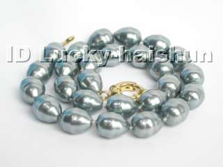 AAA baroque light Gray south sea shell pearls necklace  