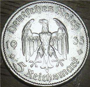 1935 A German SILVER 5 Mark   LARGER COIN   Very Nice LOOK  