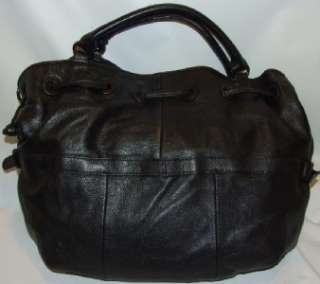 Vince Camuto Charlotte Drawstring Tote Bag Purse Handbag Black Leather 