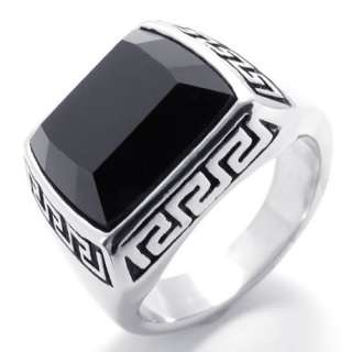 Mens Vintage Black Silver Stainless Steel Ring US Size 7,8,9,10,11,12 