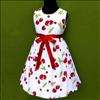 Red Cherry White Cotton Party Girls Dress 3 4y SZ 