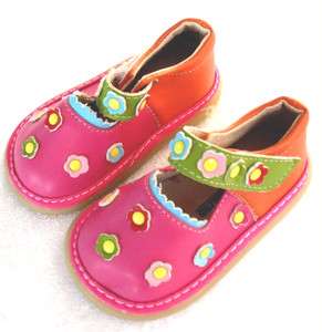 Girls Squeaky Shoes Tri Color Mary Jane size 4 5 6 7 8 9 Leather 