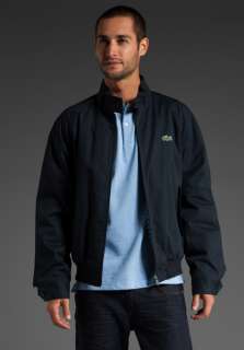 LACOSTE Bomber Jacket with Check Lining in Dark Navy Blue/Ship Blue 