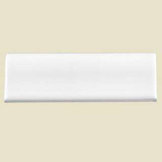 Daltile Semi Gloss White 2 In. X 6 In. Bullnose MUD Cap Glazed Ceramic 