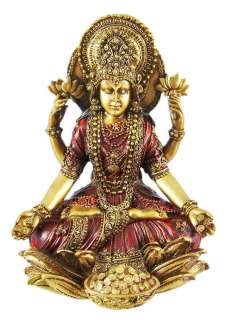 Metallic Gold Laxmi Hindu Goddess Of Wealth Statue Color GOLD  