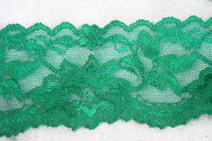 yards scallop EMERALD Green STRETCH lace 2.25 wide  