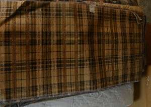 Tan Brown Stripe Plaid Print Upholstery Fabric Remnant  