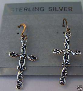 Sterling Silver Beautiful Fancy Cross Wire Earrings  