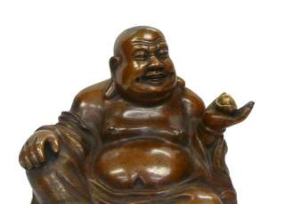 Chinese Yellow Bronze Happy Buddha Fortune Statue ss921  