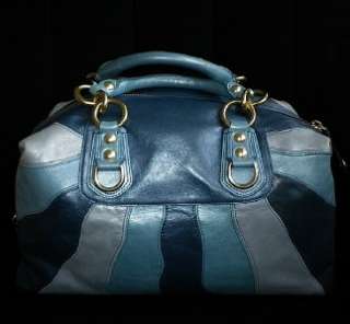  Ltd Calf Leather Large BLUE Ombre Sabrina Tote Bag Purse Satchel WOW