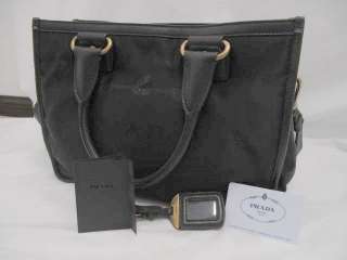 Prada Black Nylon/Brown Leather Trim Top Handle & Strap Tote Bag 
