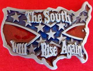 The South Will Rise Again Rebel Flag Belt Buckle   New  