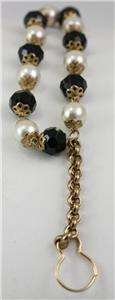 Vintage Costume Jewelry Sweater Clip Black Glass Bead  