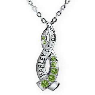 Harley Silver Crossroads Birthstone Necklace August   NEW  