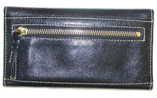   & BOURKE Black Pebbled LEATHER CONTINENTAL Clutch CHECKBOOK WALLET