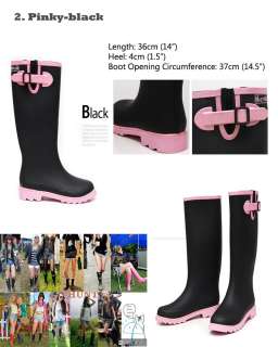 New Trendy Womens Rubber Rainboots size 5.5~6.5 Black  