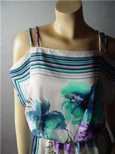 SATIN Posh Scarf Floral Print Open Shoulder Top Shirt S  