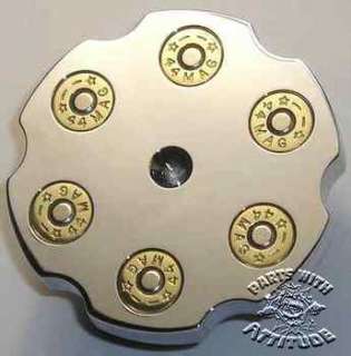CHROME 44 MAG BULLET GAS CAP WITH BRASS SHELLS FOR HARLEY b  