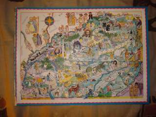 1932 ANTIQUE KENTUCKY TENNESSEE HADER CARTOON MAP NR  