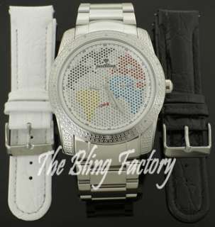 Mens Just Bling Stainless Steel Diamond Hip Hop Watch  