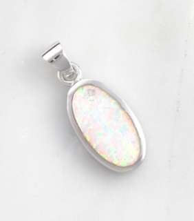 Sterling Silver White Opal Oval Necklace Pendant  