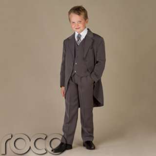 CHEAP SUITS FOR BOYS GREY 5 PIECE TAIL SUIT 3M   8YRS  
