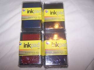 Ink Pads in 4 Colors, Blue, Black, Red, Purple