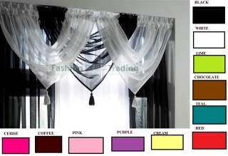 ROXY VOILE CURTAIN SWAGS & TASSEL 12 AMAZING COLOURS FREE DELIVERY £3 