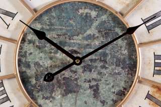 Riesige XL 60cm Holz Wanduhr IRON ROD Antik Look Uhr Uhren Gold  