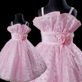 Rosa Blumenmädchen Kleid Hochzeit Kommunions Babykleid Festkleid für 