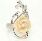 Disney Couture Snow White Silver & White Rose Ring