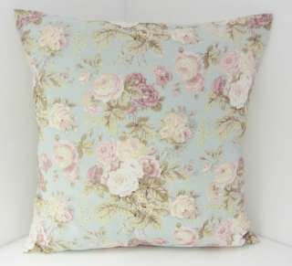VINTAGE CHIC FLORAL DUSKY PINK DUCK EGG CUSHION COVERS  
