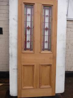 VICTORIAN STAINED GLASS EXTERIOR DOOR & NUMBER TRANSOM  