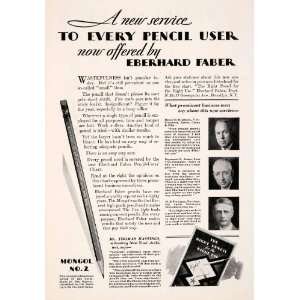  1929 Ad Thomas Hastings Pencil Eberhard Faber Writing 
