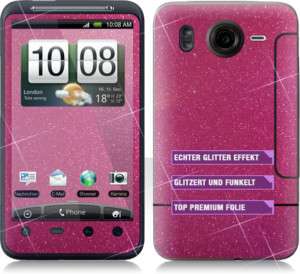 HTC Desire HD Skin PINK GLITZER Handy Folie Aufkleber  