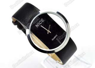   Colorful Girls BOY PU Leather Transparent Dial Lady Wrist Watch