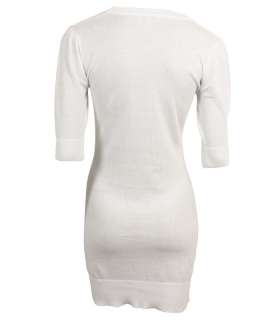 New Ladies White Bow Jumper Knitwear Dress  