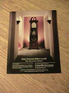1987 HOWARD MILLER CLOCK ADVERTISEMENT GRADFATHER WALL MANTEL CLOCKS 