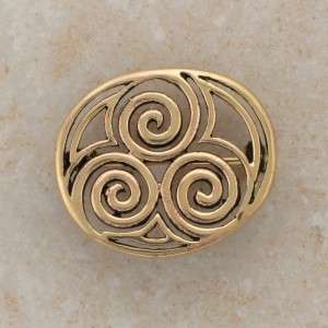 Newgrange Style Triple Spiral Bronze brooch   Irish Celtic   Comes 