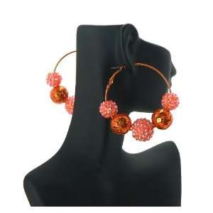 Basketball Wives POParazzi Inspired Rhinestone Ball Earrings Orange 