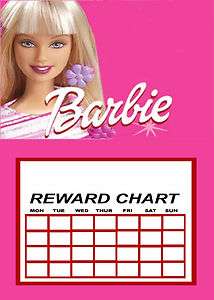 BARBIE PERSONALISED REWARD CHART A5 WITH 30 STICKERS  