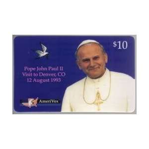 Collectible Phone Card $10. Purple Pope John Paul II Visit To Denver 